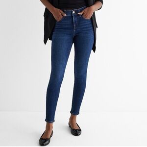 Express Women's Mid Rise Hyper Stretch Skinny Jeans Dark Blue Wash Jean Size 2